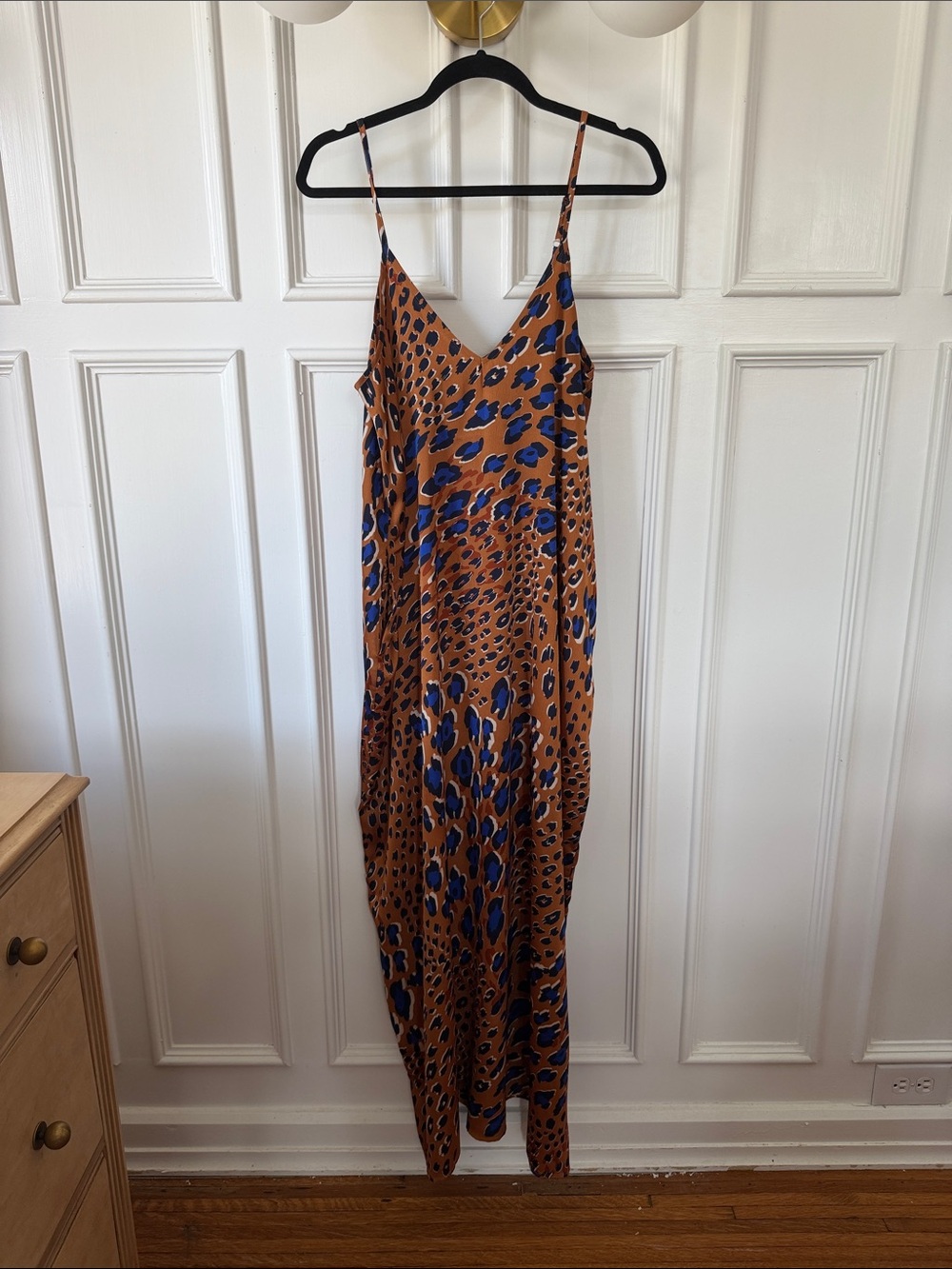 Love Stitch Brown and Blue Leopard Print Maxi Dress Size S/M